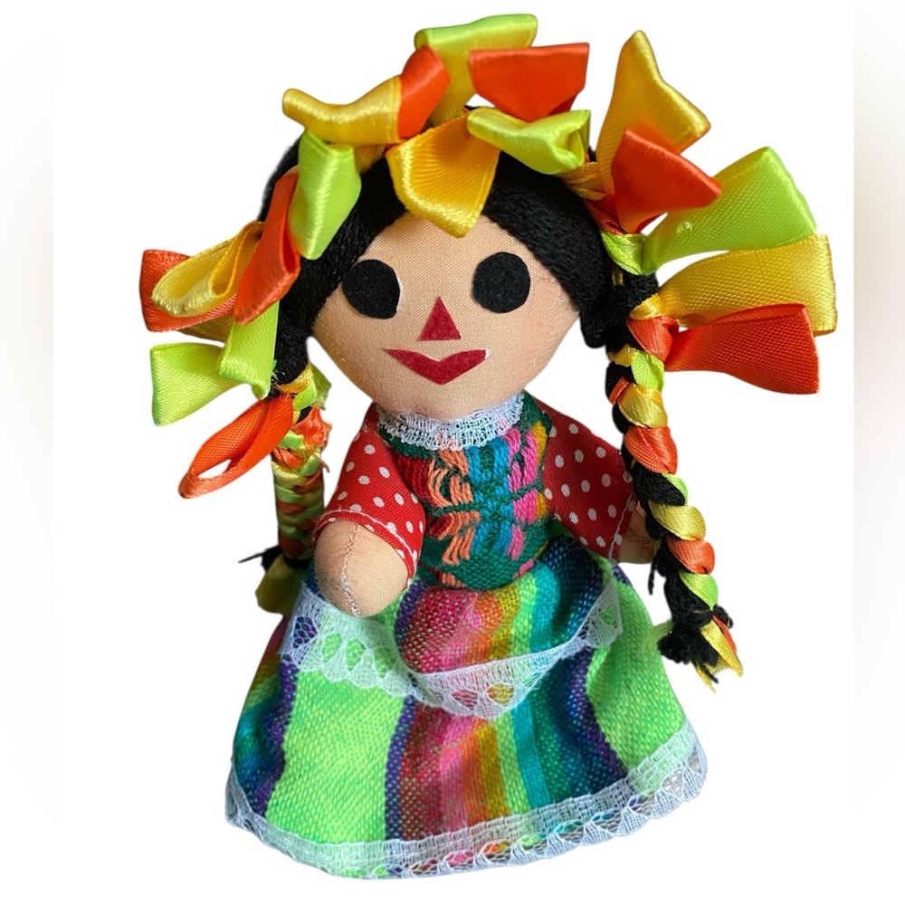 Handmade Multicolor Mexican Doll with Braided Hair